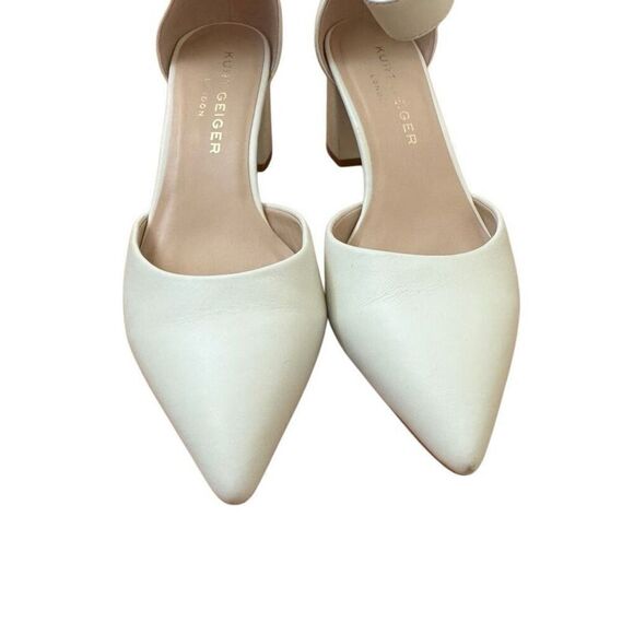 Kurt Geiger London Burlington Leather In Bone Block Heels Size 37.5 = US Size 7 - Picture 5 of 14